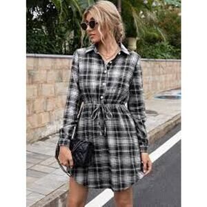 GAP Plaid Shirt Midi Dress Pink Green Medium